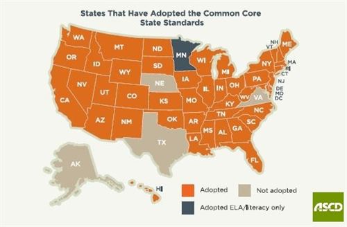 states that have adopted the common core state standards map